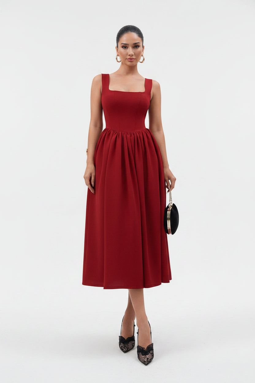 elegant maxi dress in red for women