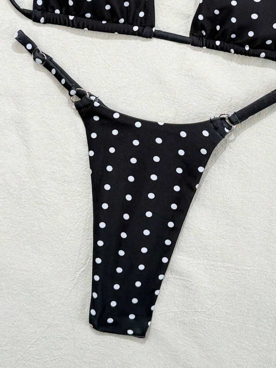 women´s two-piece swimwear in black with white dots 