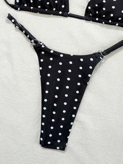 women´s two-piece swimwear in black with white dots 