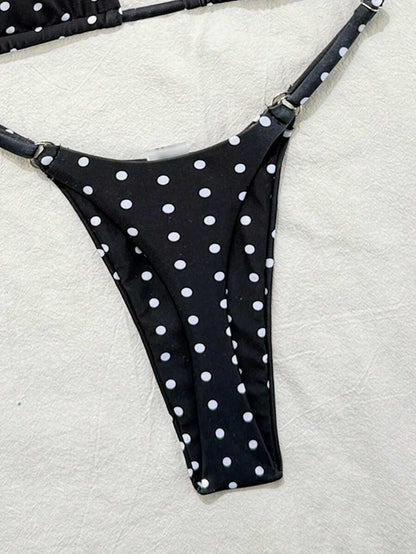women´s two-piece swimwear in black with white dots 