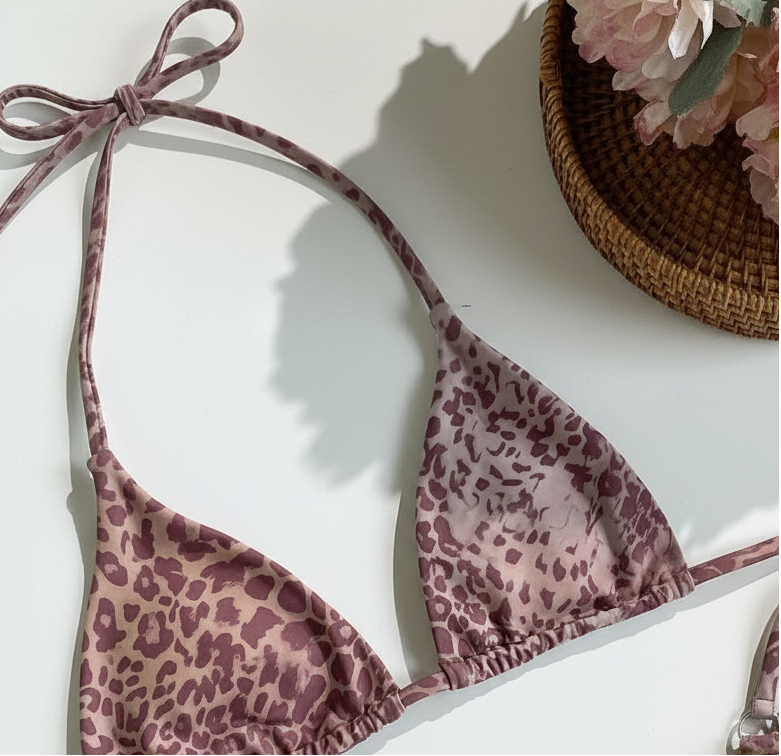 detail view of women´s swimwear with tiger prints