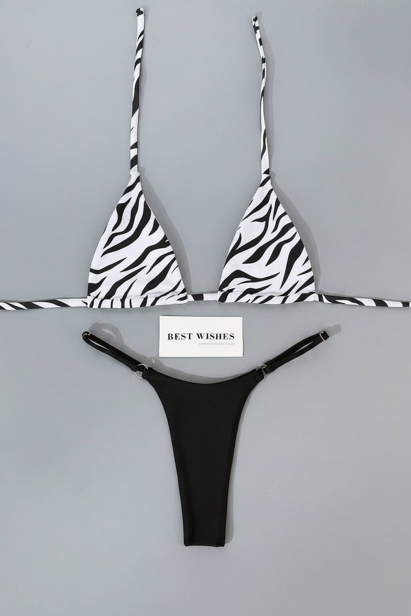 women´s two-piece swimwear in black and white and zebra prints 