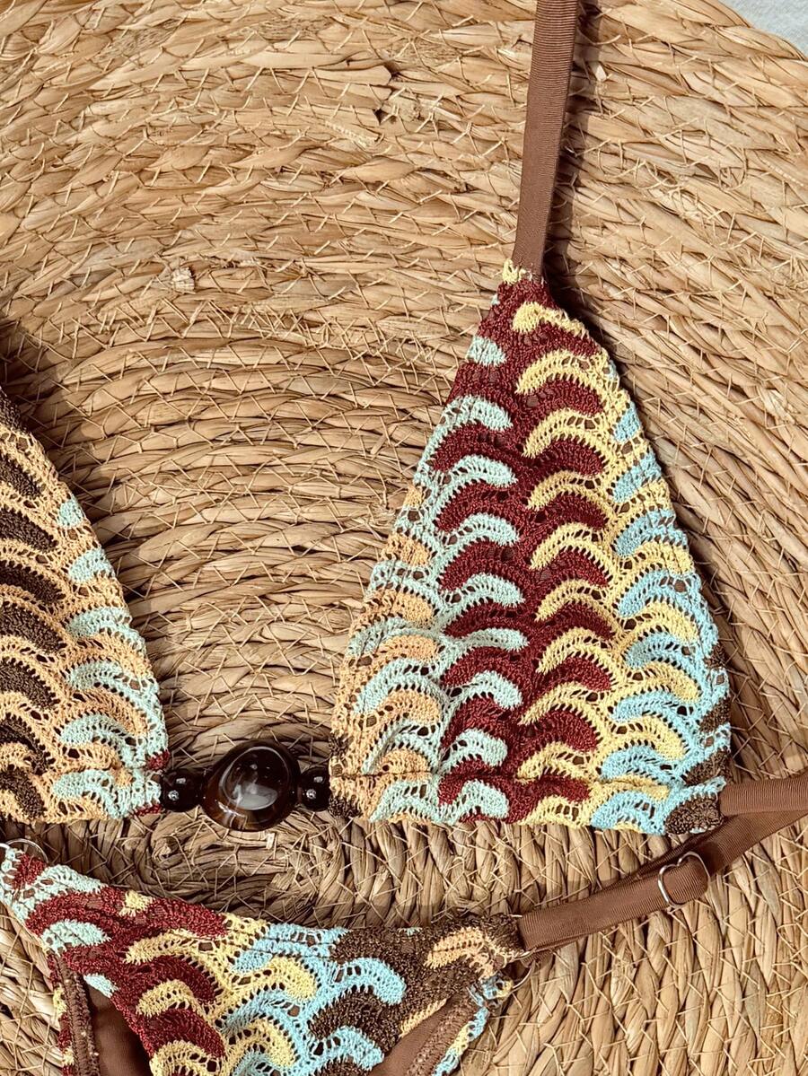 detail view of women´s two-piece swimwear boho style 