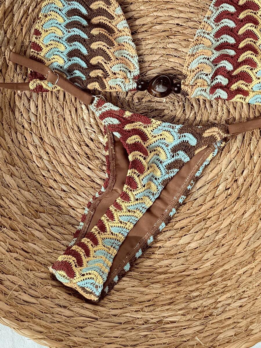 detail view of women´s two-piece swimwear boho style 