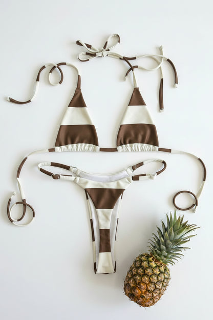 Women´s two-piece swimwear in white and cocoa colors 
