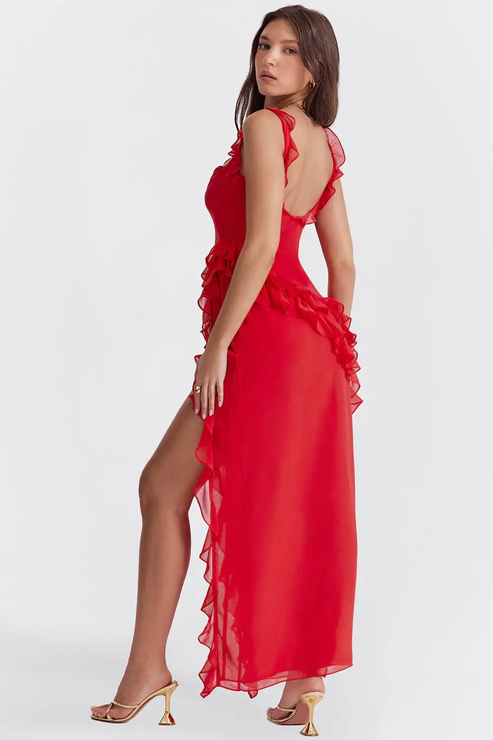 Maxi Slit Red Dress