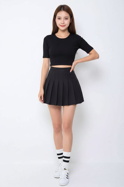 black classic mini skirt with clean silhouette 