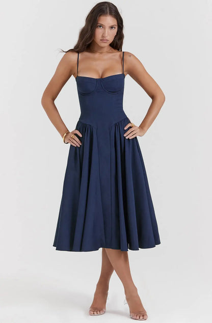 classic elegant navy blue dress