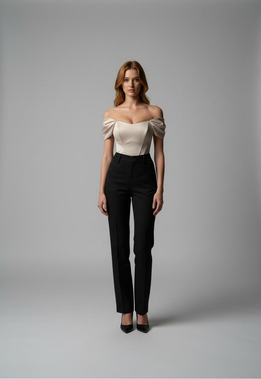 beige satin top for women