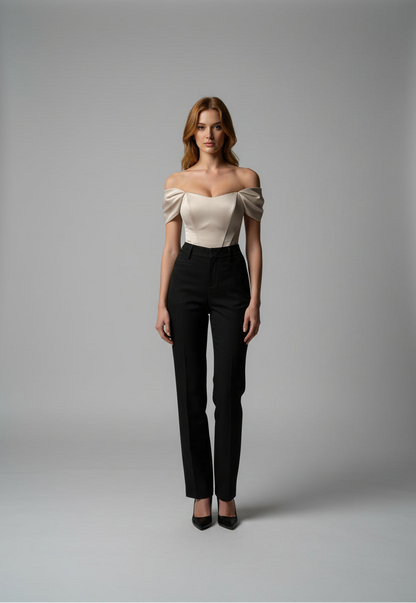 beige satin top for women