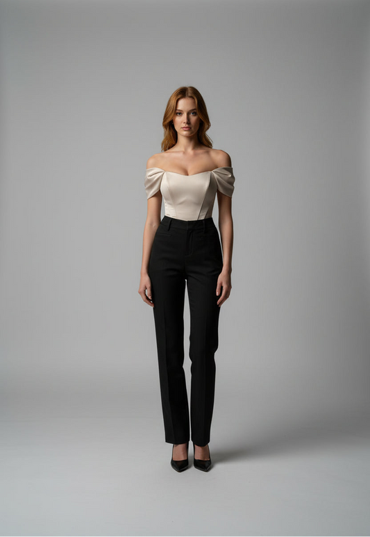 beige satin top for women