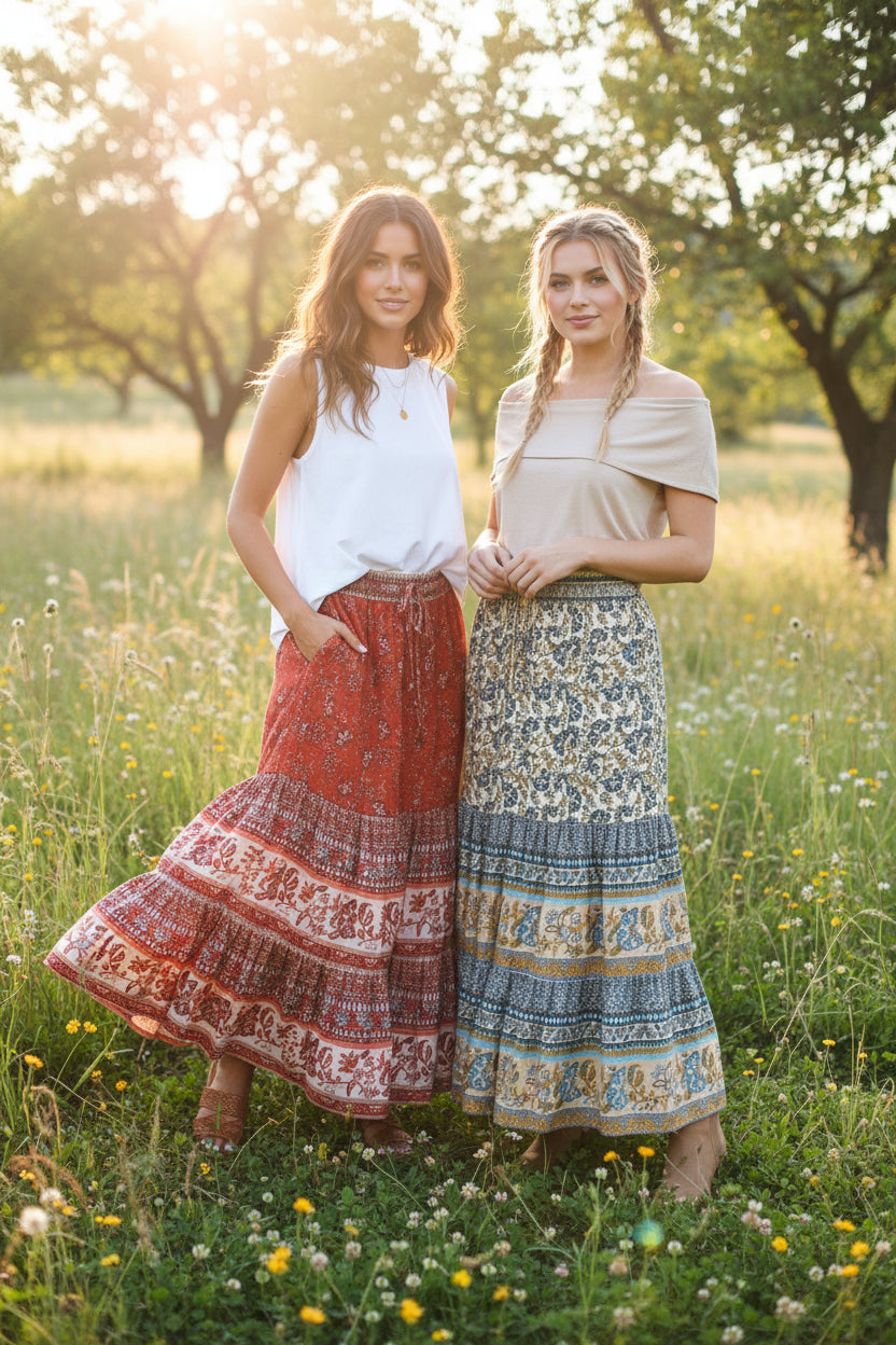 relaxed boho maxi skirt 